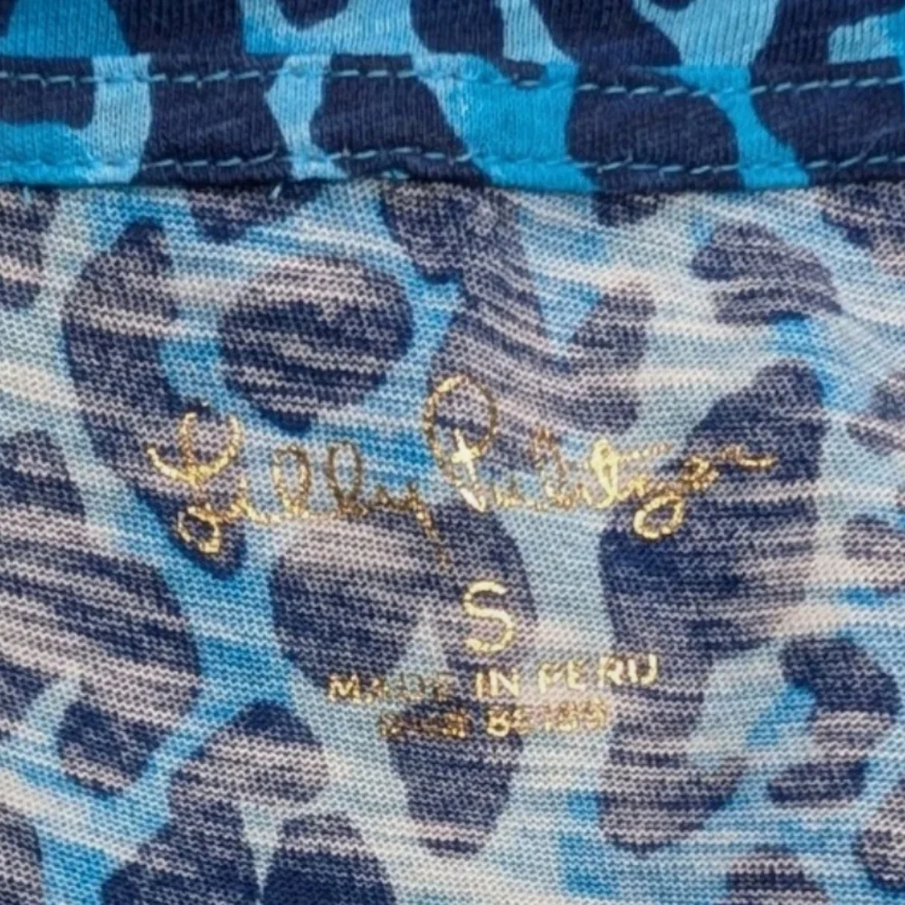 Lilly Pulitzer Etta V Neck Cotton Top S Leopard Beach Summer #11 - Picture 3 of 9